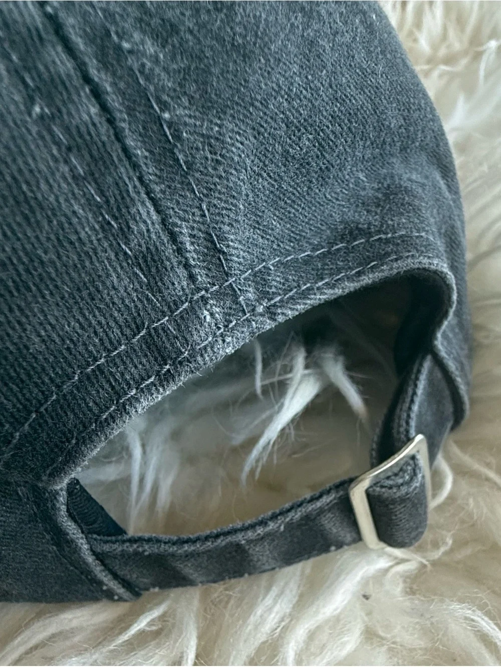 Hello Kitty Sanrio Black Denim wash embroidery Baseball Cap Hat*NWT